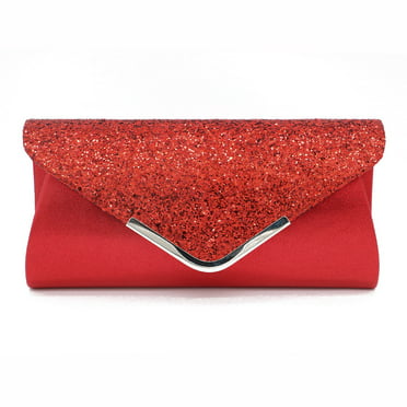 Summer Favorites Shimmering Linen Ladies Clutch Evening Bag with Beaded Wrist Strap 